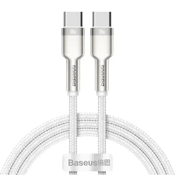 Кабель Baseus Cafule metal type-c to type-c 100w 1m. white 2100000083848 фото
