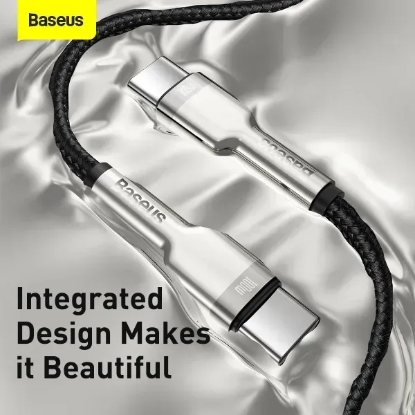 Кабель Baseus Cafule metal type-c to type-c 100w 2m. black 2100000083824 фото
