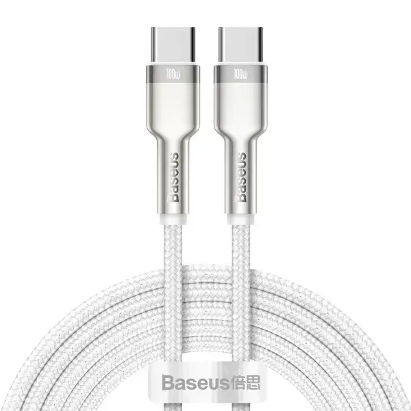 Кабель Baseus Cafule metal type-c to type-c 100w 2m. white 2100000083800 фото