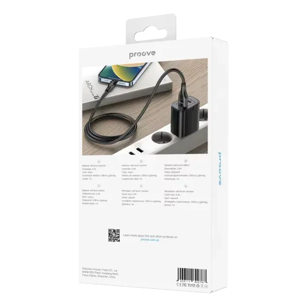 Кабель Proove dense metal USB/lightning 1m. black 2100000169238 фото
