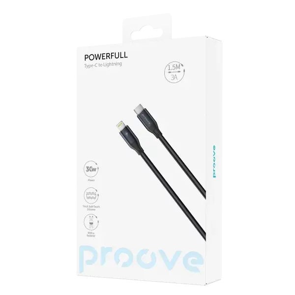Кабель Proove PowerFull Type-C to Lightning 30W (1.5m) (black) 2100000191659 фото